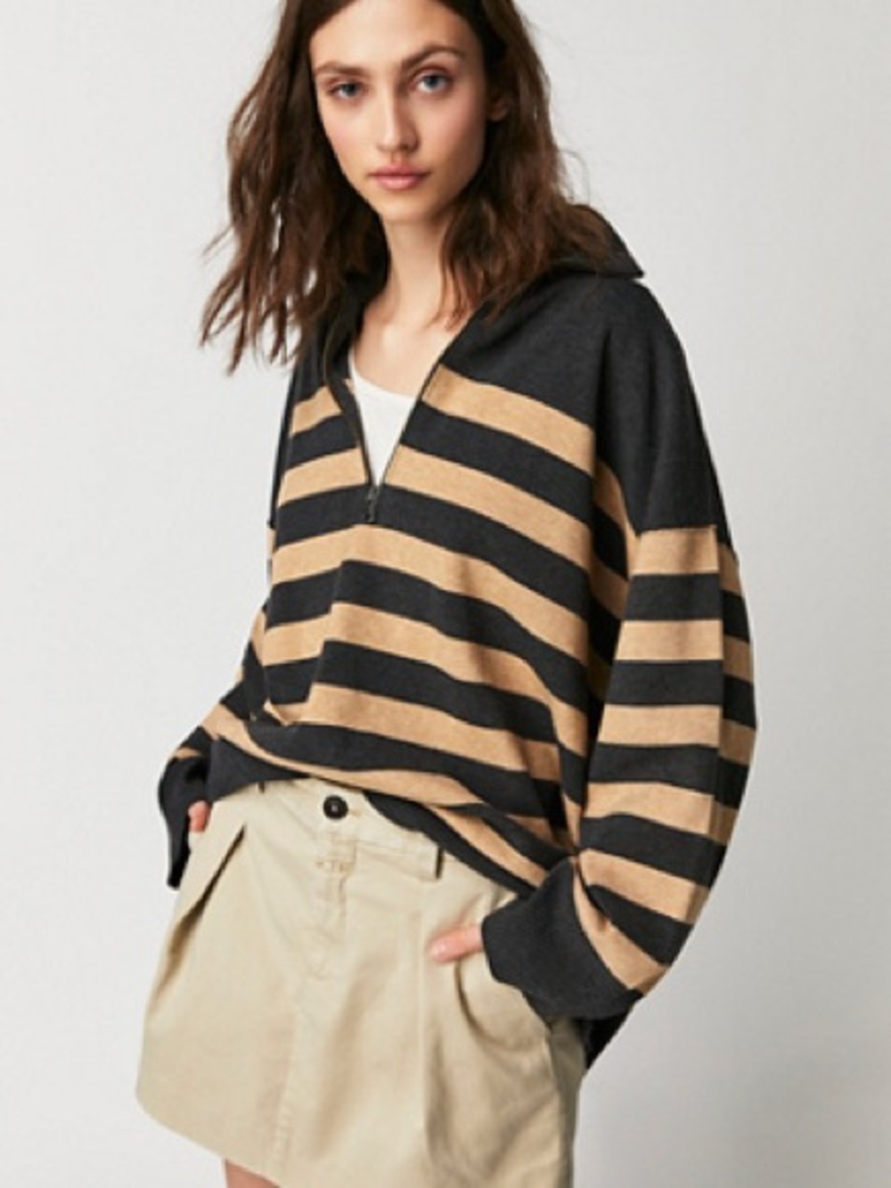 Free people costal stripe pull over